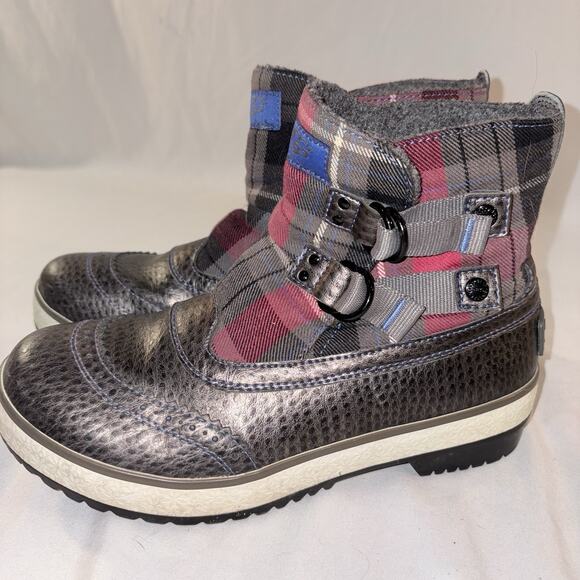 Uggs Marrais Winter Plaid Wool Lined Boots Size 7 Slip On EUC - Picture 1 of 10